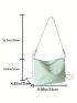 Litchi Embossed Hobo Bag Baby Pink Button Decor For Daily