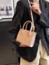 Mini Square Bag Litchi Embossed Baby Pink Fashionable For Daily