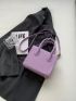 Mini Square Bag Litchi Embossed Purple Fashionable For Daily