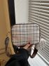 Mini Square Bag With Coin Purse Plaid Pattern Zipper PU