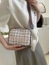 Mini Square Bag With Coin Purse Plaid Pattern Zipper PU