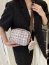 Mini Square Bag With Coin Purse Plaid Pattern Zipper PU