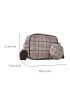 Mini Square Bag With Coin Purse Plaid Pattern Zipper PU