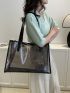 Large Beach Bag Minimalist Contrast Binding, Clear Bag