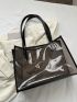 Large Beach Bag Minimalist Contrast Binding, Clear Bag