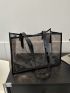 Large Beach Bag Minimalist Contrast Binding, Clear Bag