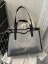 Large Beach Bag Minimalist Contrast Binding, Clear Bag