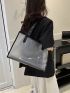 Large Beach Bag Minimalist Contrast Binding, Clear Bag