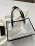 Large Beach Bag Minimalist Contrast Binding, Clear Bag