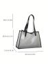 Large Beach Bag Minimalist Contrast Binding, Clear Bag