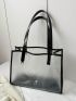 Large Beach Bag Minimalist Contrast Binding, Clear Bag