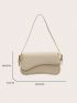 Medium Baguette Bag Litchi Embossed Flap Adjustable-strap