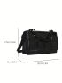 Mini PU Square Bag Embossed Detail Black Flap