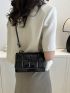 Mini PU Square Bag Embossed Detail Black Flap