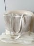 Small Straw Bag Braided Detail Zipper Double Handle