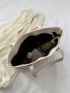 Small Straw Bag Braided Detail Zipper Double Handle