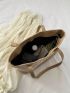 Small Straw Bag Color Block Zipper Double Handle