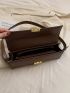 Metal Decor Baguette Bag Flap PU Brown