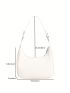 Minimalist Hobo Bag PU Beige Zipper