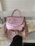 Mini Saddle Bag Crocodile Embossed Metallic PU Funky