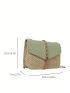 Two Tone Straw Bag Tassel Decor Vacation Flap