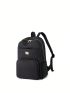 Polyamide Classic Backpack Metal Decor Zip Front Adjustable Strap Side Pocket Medium