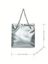 PU Shoulder Tote Bag Drawstring Design Chain Silver