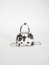 Mini PU Dome Bag Cow Print Chain Zipper