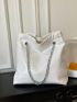 Chain Strap Shoulder Tote Bag PU Eyelet Detail