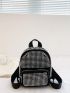 PU Classic Backpack Studded Decor Small Zip Front Adjustable Strap