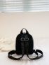 PU Classic Backpack Studded Decor Small Zip Front Adjustable Strap