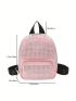 PU Classic Backpack Studded Decor Small Zip Front Adjustable Strap