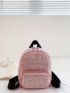 PU Classic Backpack Studded Decor Small Zip Front Adjustable Strap