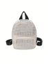 PU Classic Backpack Studded Decor Small Zip Front Adjustable Strap