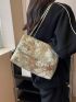 Polyester Square Bag Color Block  Floral Pattern Flap Chain Medium Fashion