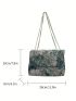 Polyester Square Bag Color Block  Floral Pattern Flap Chain Medium Fashion