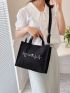 Heartbeat & Heart Pattern Shopper Bag Double Handle Polyester