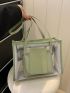 Contrast Binding Square Bag Double Handle Clear PVC