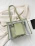 Contrast Binding Square Bag Double Handle Clear PVC