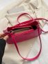 Snakeskin Embossed Baguette Bag With Zipper Neon Pink PU