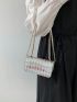 Mini Square Bag Argyle Embossed Flap Chain Metallic PU Funky