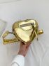 Mini Novelty Bag Heart Shaped Zipper Metallic PU Funky