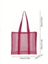 Hollow Out Shopper Bag No-closure Double Handle