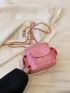 Mini Bucket Bag Quilted Detail Top Handle Chain Zipper PU