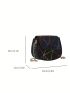 Mini Chain Strap Ladies Saddle Bag Geometric Pattern