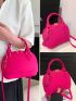 Mini Crocodile Embossed Dome Bag Neon-Pink Funky Double Handle For Summer