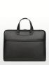 Black Classic Briefcase Minimalist Double Handle Zipper PU