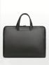 Black Classic Briefcase Minimalist Double Handle Zipper PU