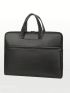 Black Classic Briefcase Minimalist Double Handle Zipper PU