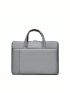 Gray Classic Briefcase Minimalist Double Handle Zipper Polyester